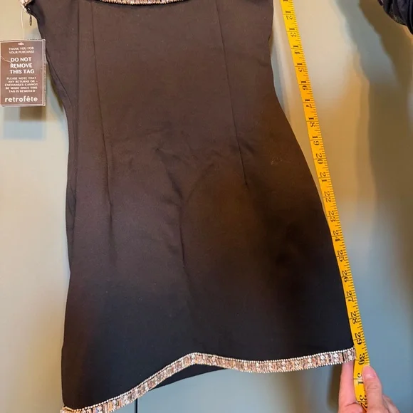 Nwt Retrofete Regina Dress Crystal-Embellished Mini Black size Xs - Picture 12 of 13